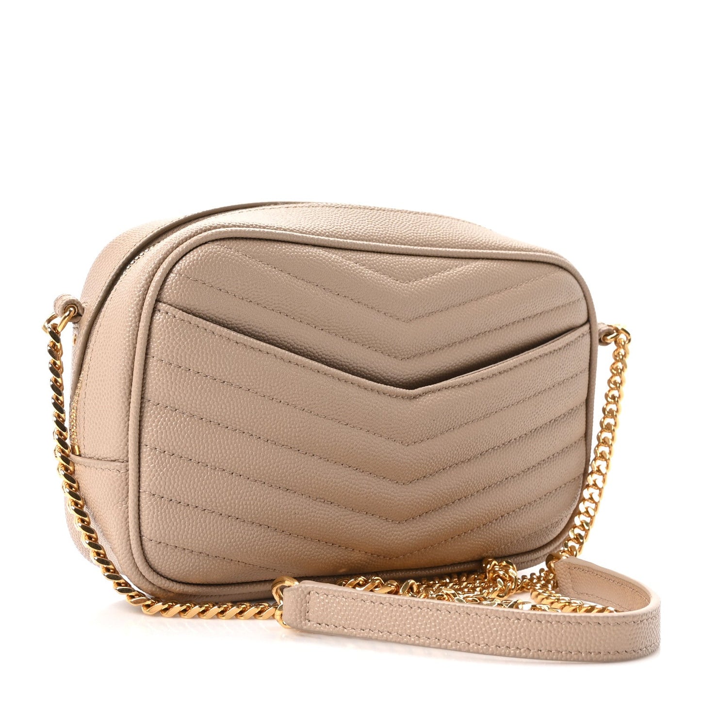 Grain De Poudre Matelasse Monogram Mini Lou Camera Bag Dark Beige