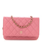 Caviar Quilted Wallet on Chain WOC Pink