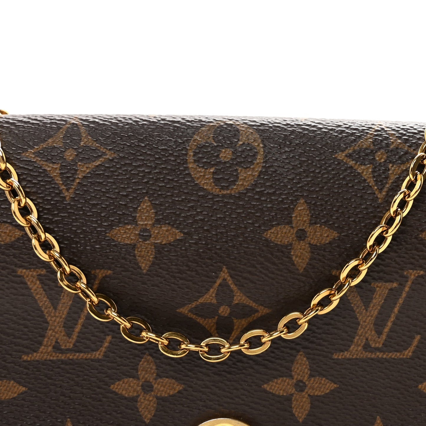 Monogram Flore Chain Wallet Rose Ballerine