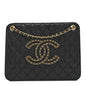 Calfskin Quilted CC Chain Accordion Tote Black