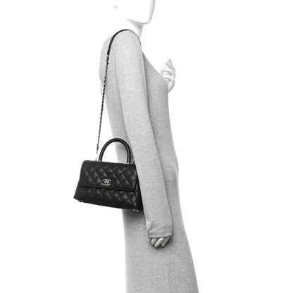 Caviar Quilted Mini Coco Handle Flap Black