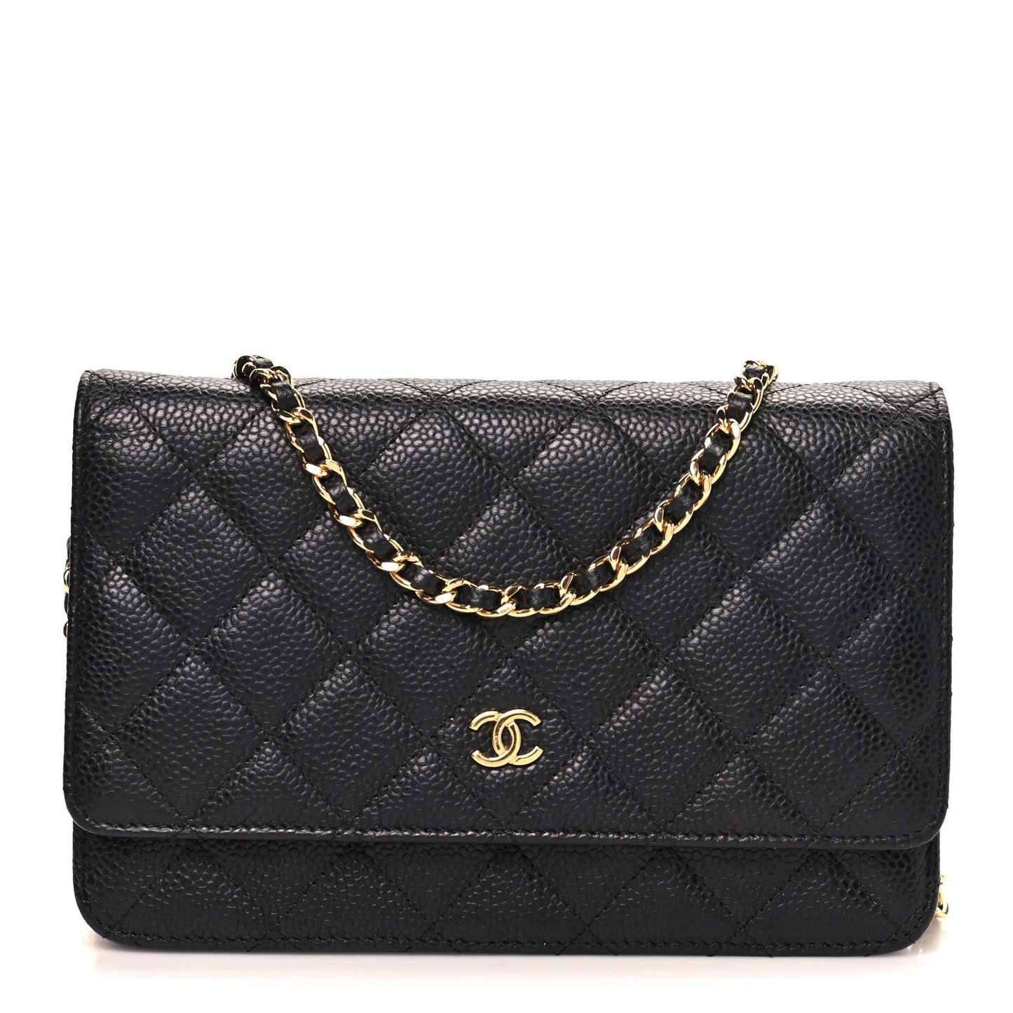 Caviar Quilted Wallet on Chain WOC Black