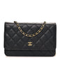 Caviar Quilted Wallet on Chain WOC Black