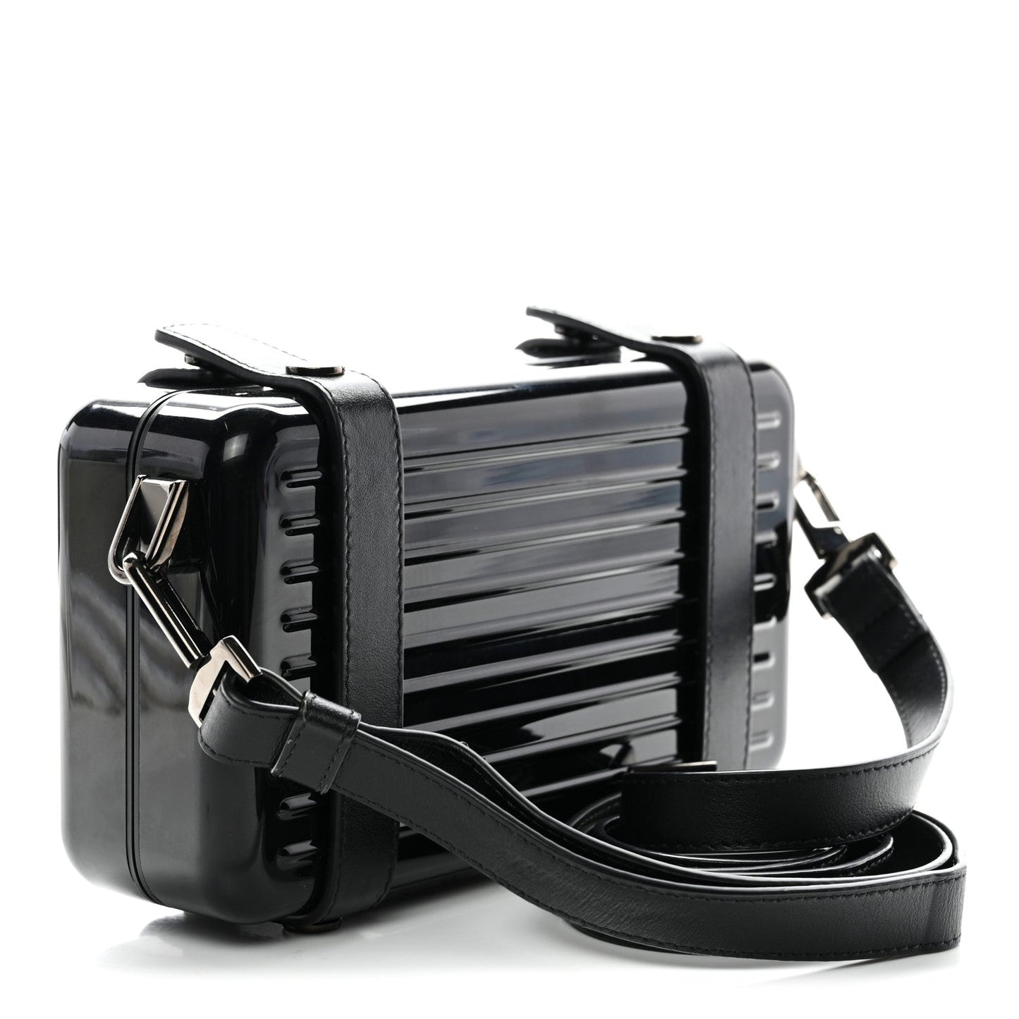 X RIMOWA Aluminum Personal Clutch On Strap Black