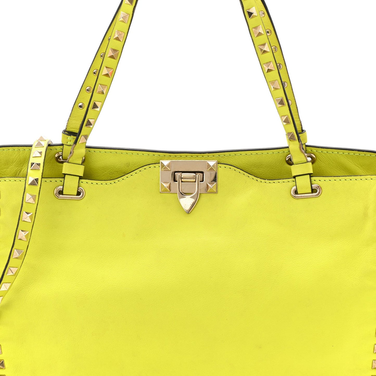 Vitello Medium Rockstud Tote Yellow Fluo