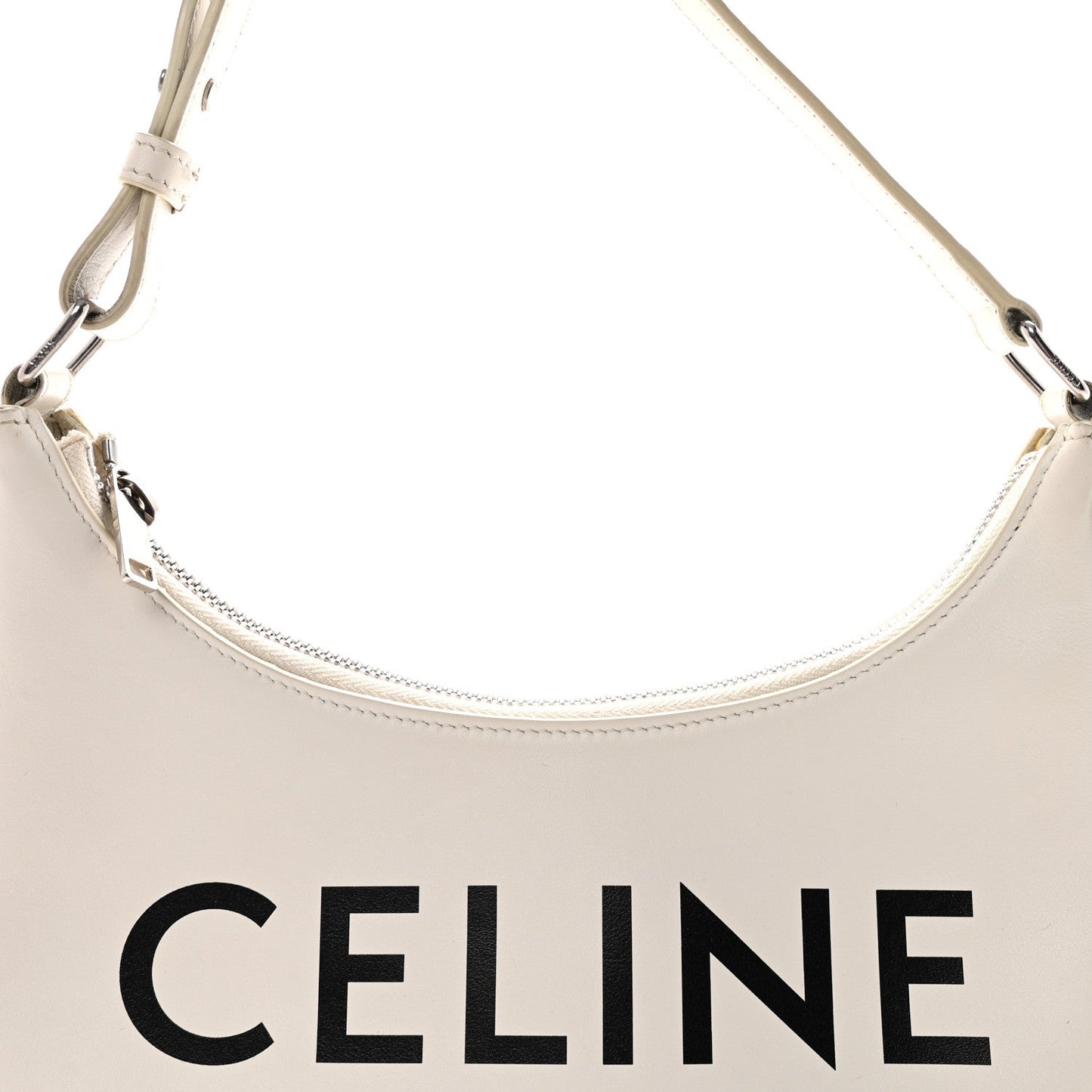 Smooth Calfskin Ava Logo Shoulder Bag White