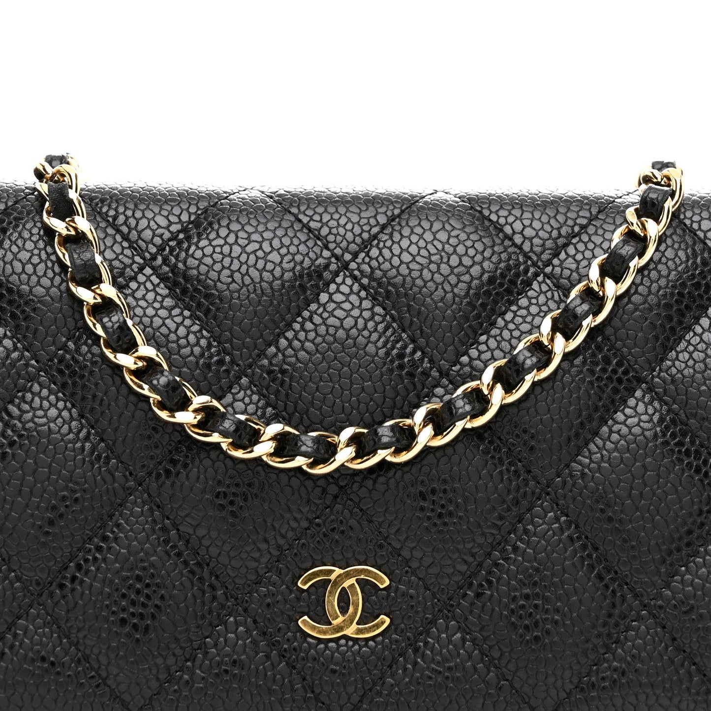 Caviar Quilted Wallet on Chain WOC Black