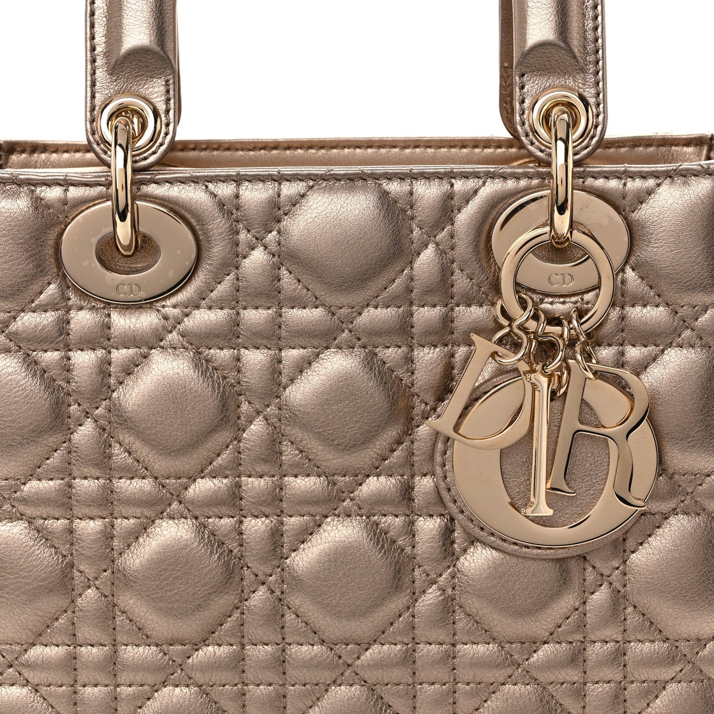 Metallic Lambskin Cannage Small My ABCDior Lady Dior Gold