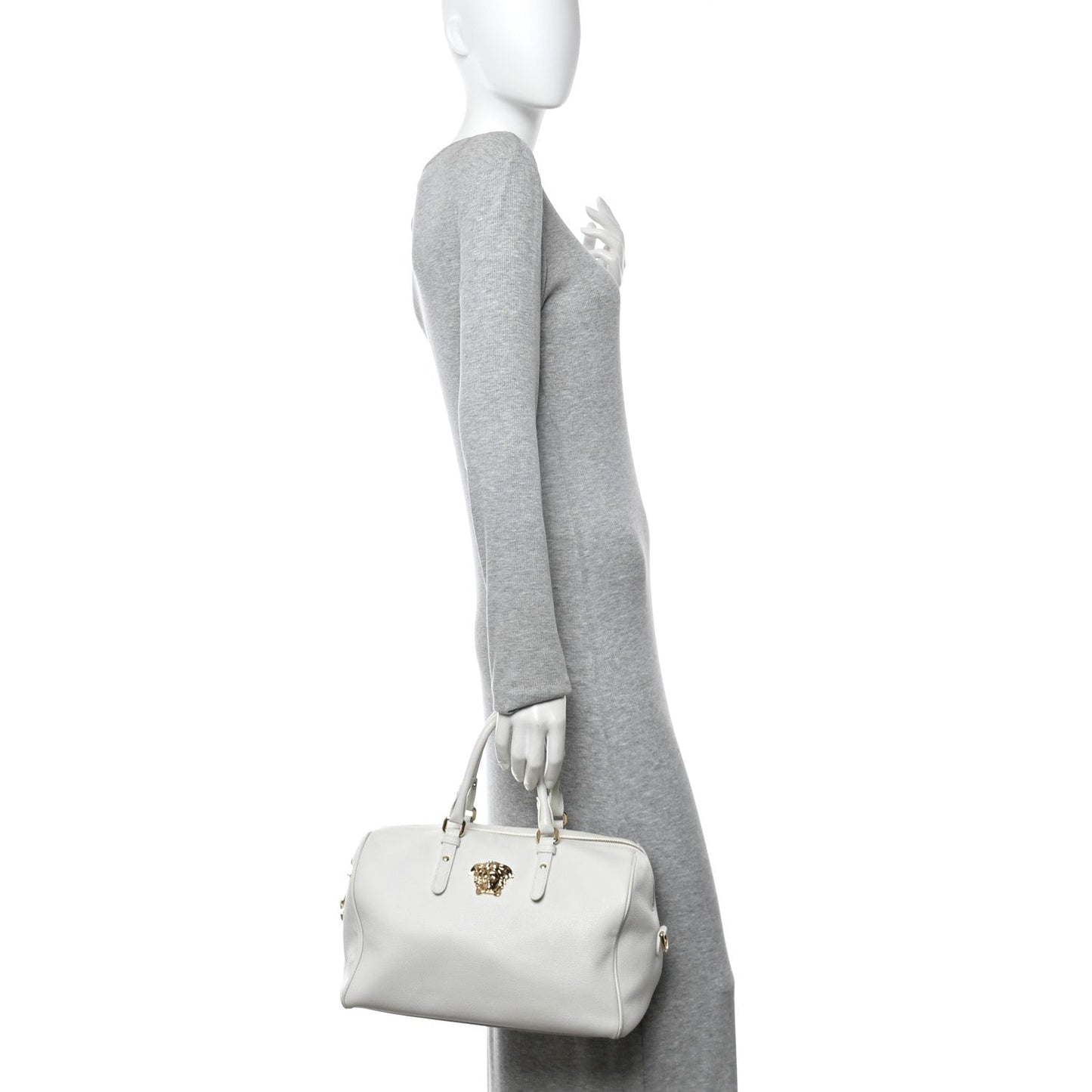 Grained Calfskin Palazzo Bowler White