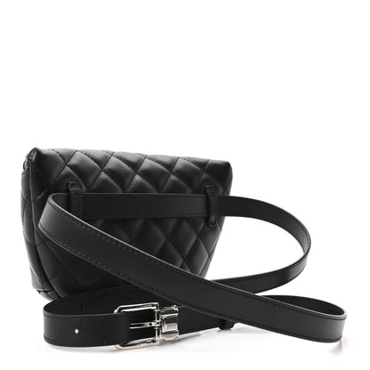 Lambskin Quilted Waist Belt Bag Black