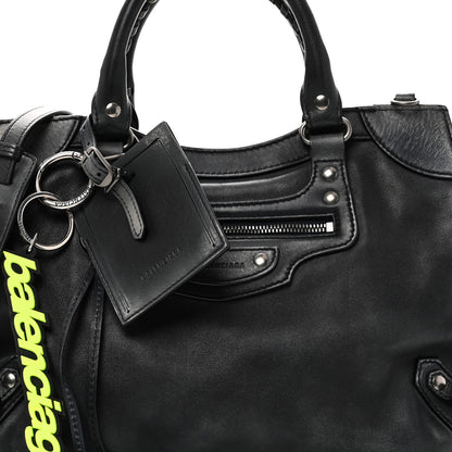 Used Calfskin Silver Hardware Neo Classic City Navy