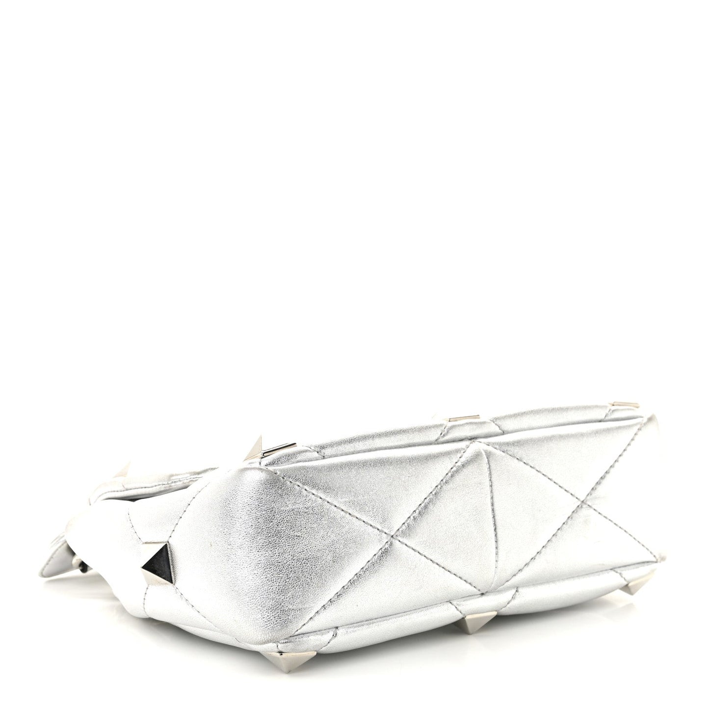 Nappa Medium Roman Stud Shoulder Bag Silver
