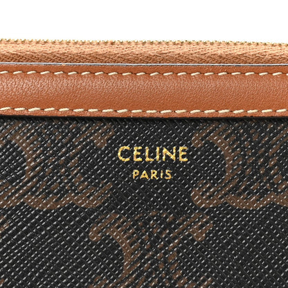 Triomphe Canvas Lambskin Clutch On Chain Tan