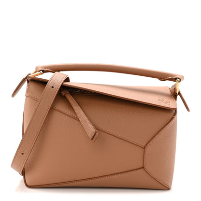 Grained Calfskin Small Puzzle Edge Bag Toffee
