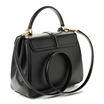 Satinated Calfskin Small 16 Top Handle Bag Black