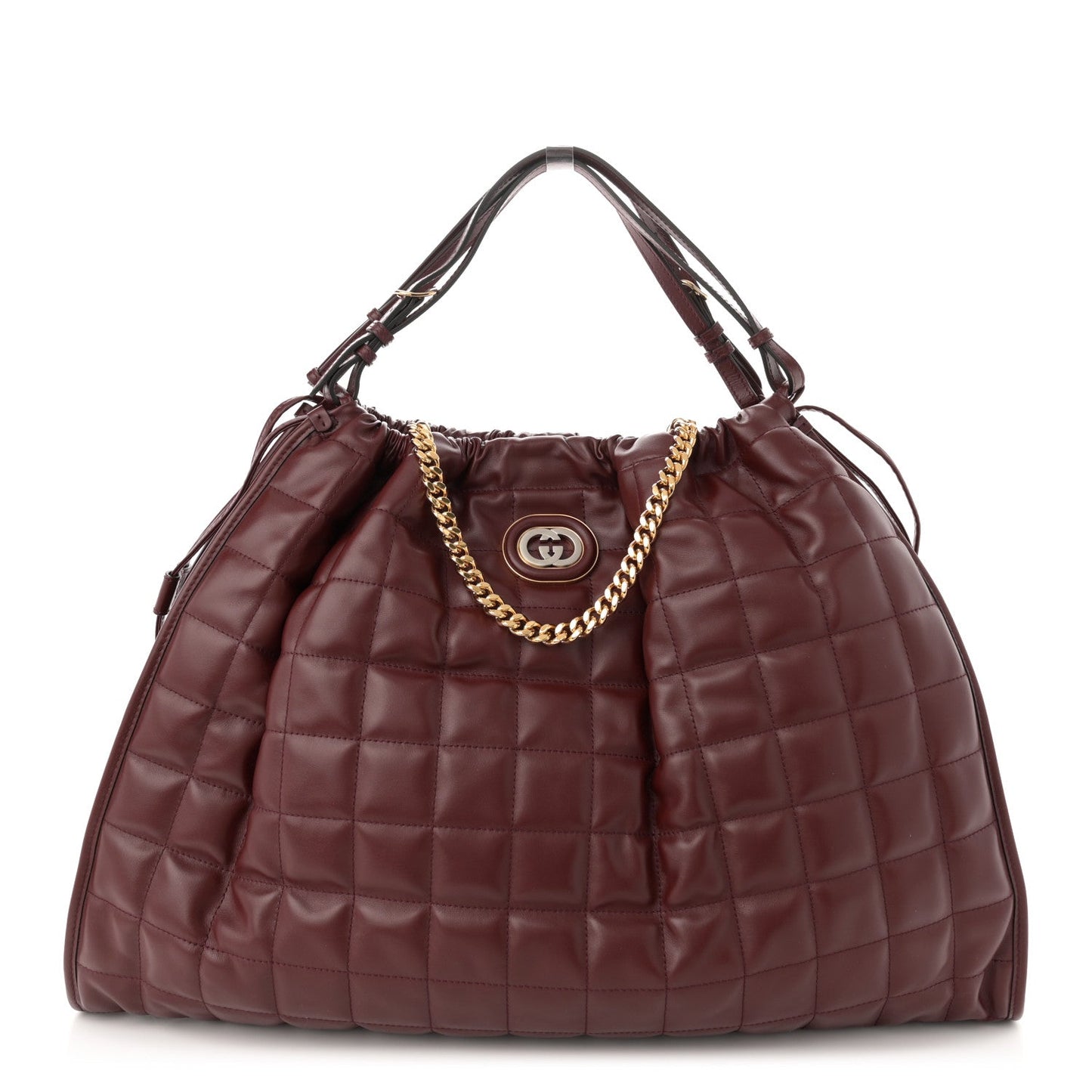 Calfskin Quilted Large Deco Tote Bag Rosso Ancora Red