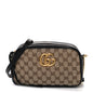 Monogram Matelasse Diagonal Small GG Marmont Chain Shoulder Bag Beige Black