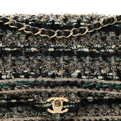 Tweed Braid Medium Flap Turquoise Multicolor