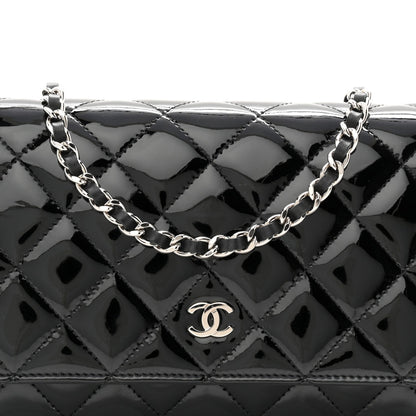 Patent Quilted Wallet On Chain WOC Black