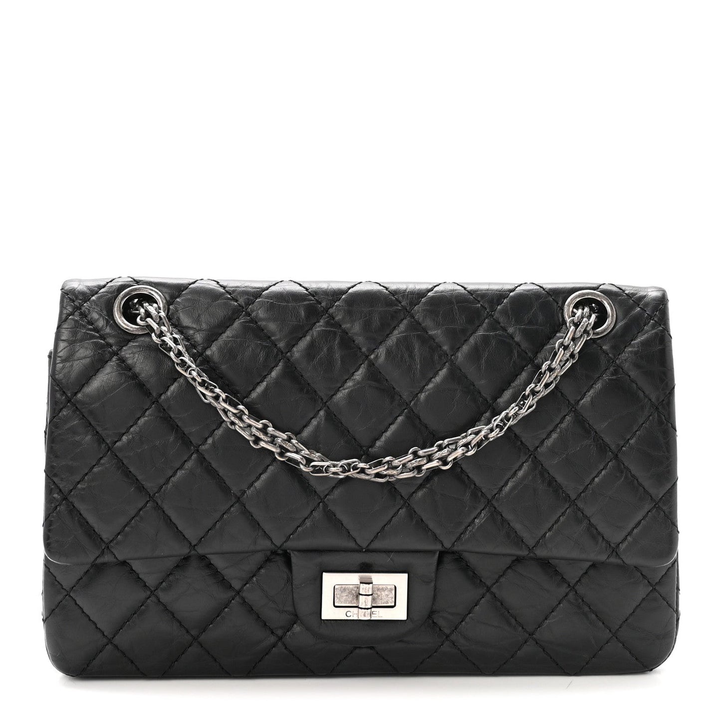 Aged Calfskin Quilted 2.55 Reissue 225 Flap Black