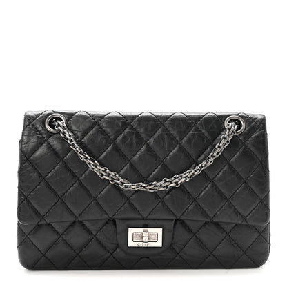 Aged Calfskin Quilted 2.55 Reissue 225 Flap Black