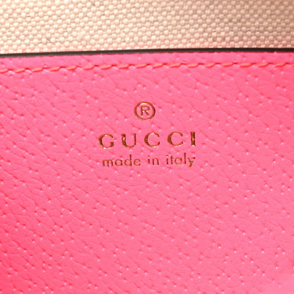 GG Supreme Monogram Textured Dollar Calfskin Web Ophidia Small Crossbody Bag Beige Ebony Fuchsia