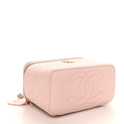 Caviar Quilted Top Handle Vanity With Chain Light Pink