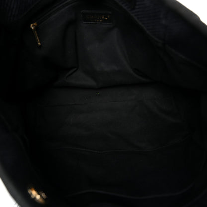 Mixed Fibers Calfskin Small Deauville Tote Black