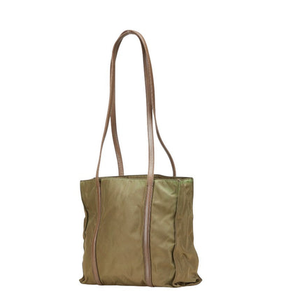 Prada Triangle Logo Plate Nylon Leather Shoulder Bag