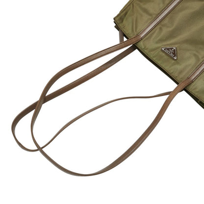 Prada Triangle Logo Plate Nylon Leather Shoulder Bag
