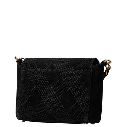 Chanel Coco Mark Wild Stitch Suede Leather Shoulder Bag