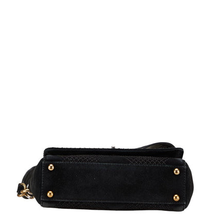 Chanel Coco Mark Wild Stitch Suede Leather Shoulder Bag