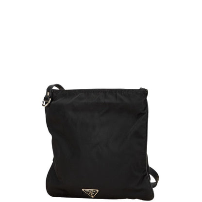 Prada Triangle Logo Flower Embroidery Nylon Python Shoulder Bag