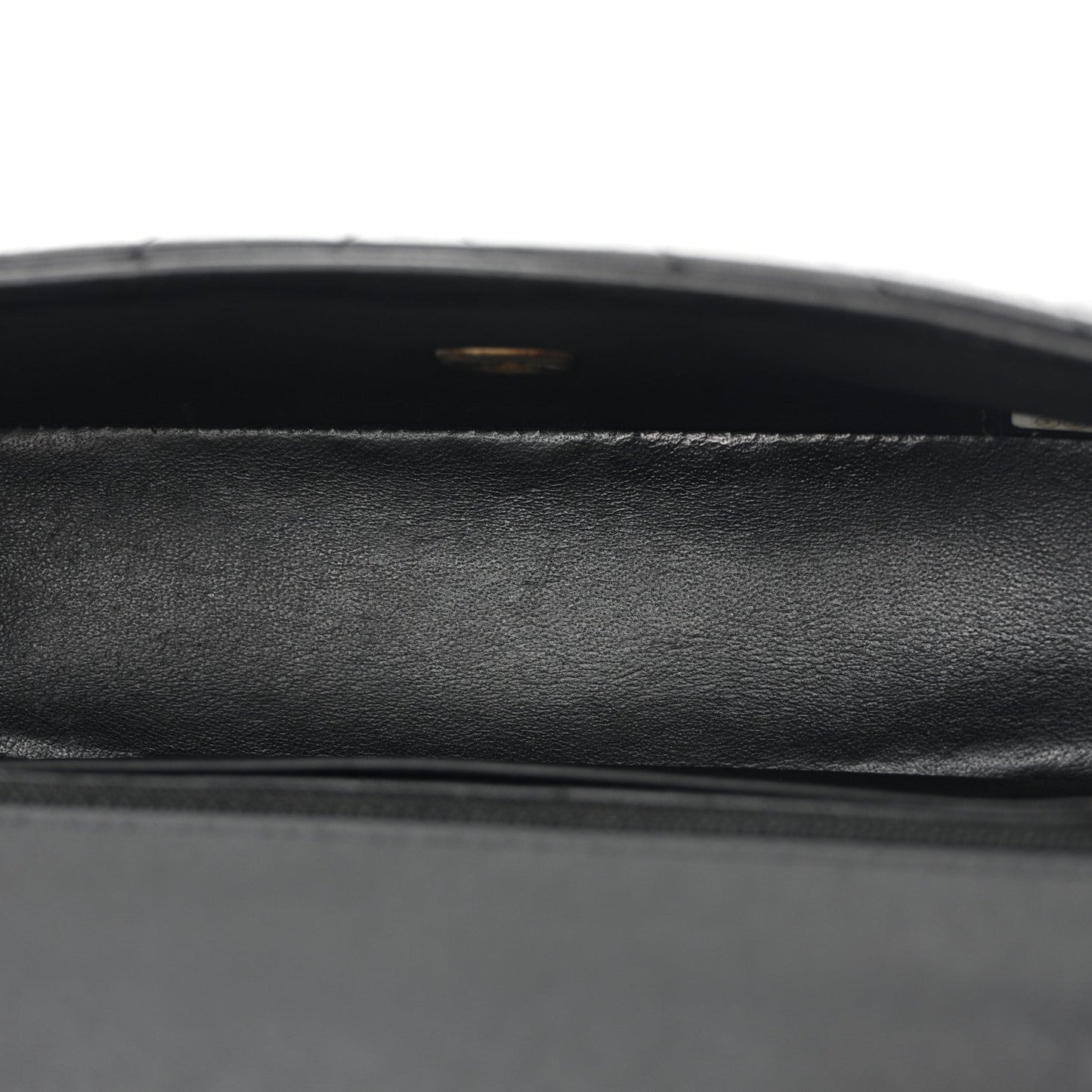 Lambskin Chevron Quilted Mini Rectangular Flap Black