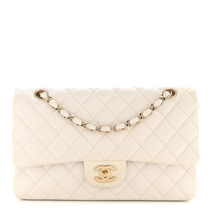 Caviar Quilted Medium Double Flap White