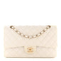 Caviar Quilted Medium Double Flap White