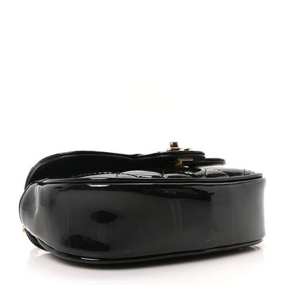 Patent Calfskin Quilted Mini Flap Black