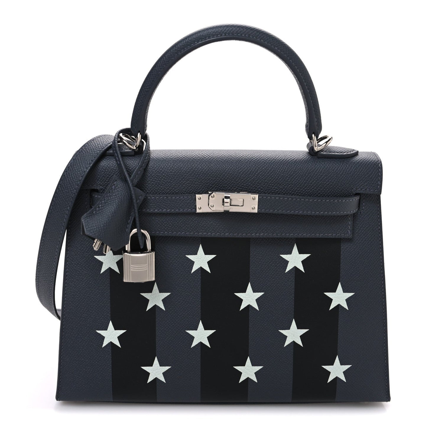 Epsom Tadelakt Chevre Mysore Casaque Etoilee Kelly Sellier 25 Ardoise Black Vert Peppermint