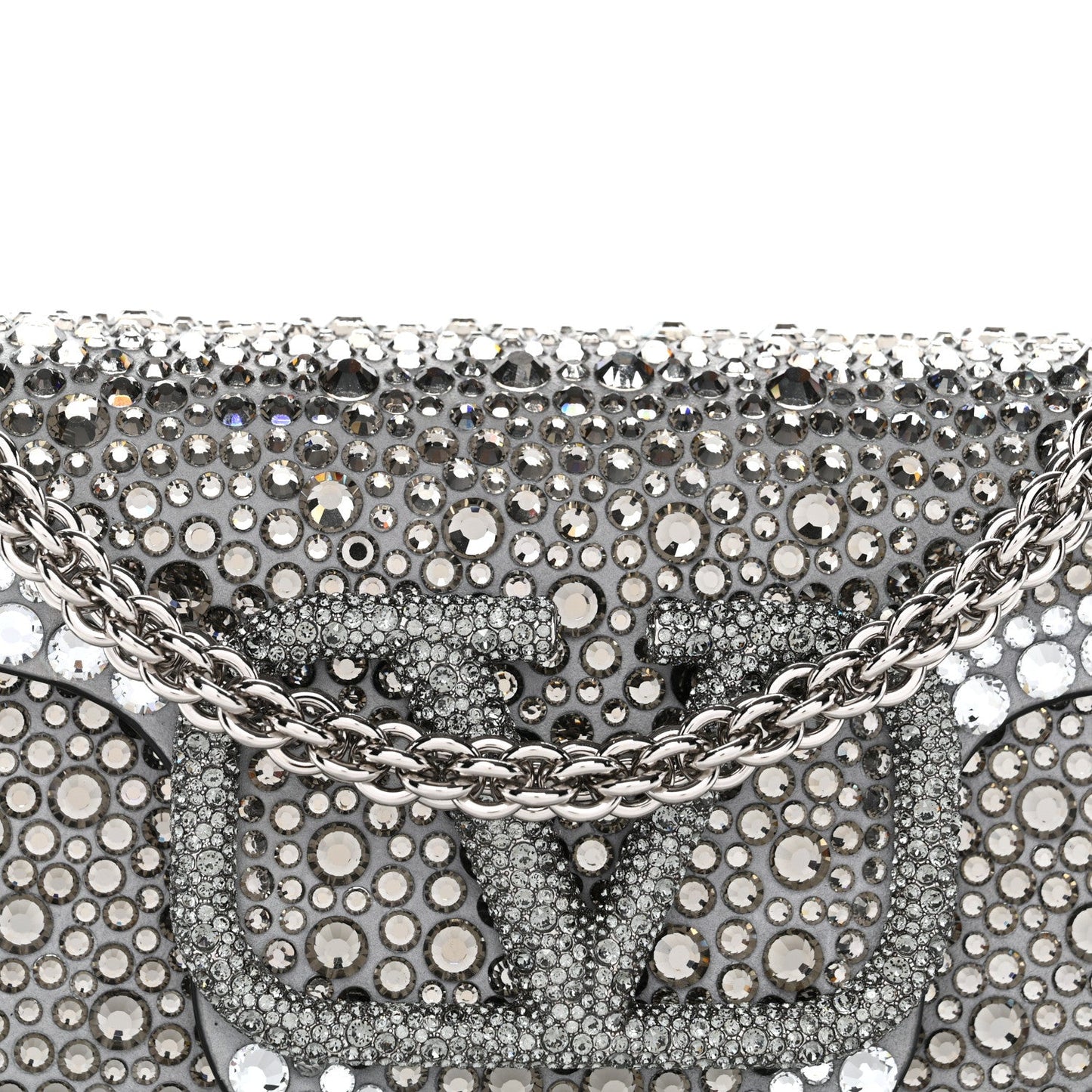 Crystal Suede Enamel Vlogo Small Loco Shoulder Bag Silver