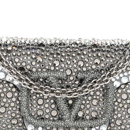 Crystal Suede Enamel Vlogo Small Loco Shoulder Bag Silver