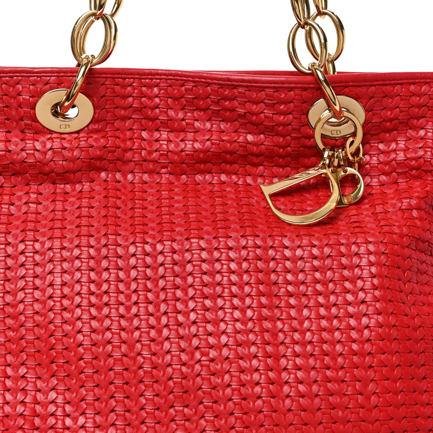 Lambskin Woven Large Dior Soft Tote Rouge Moyen