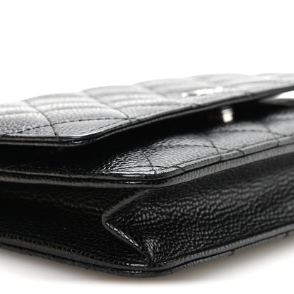 Caviar Quilted Wallet on Chain WOC Black