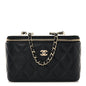 Caviar Quilted Small Vanity Case With Chain Black