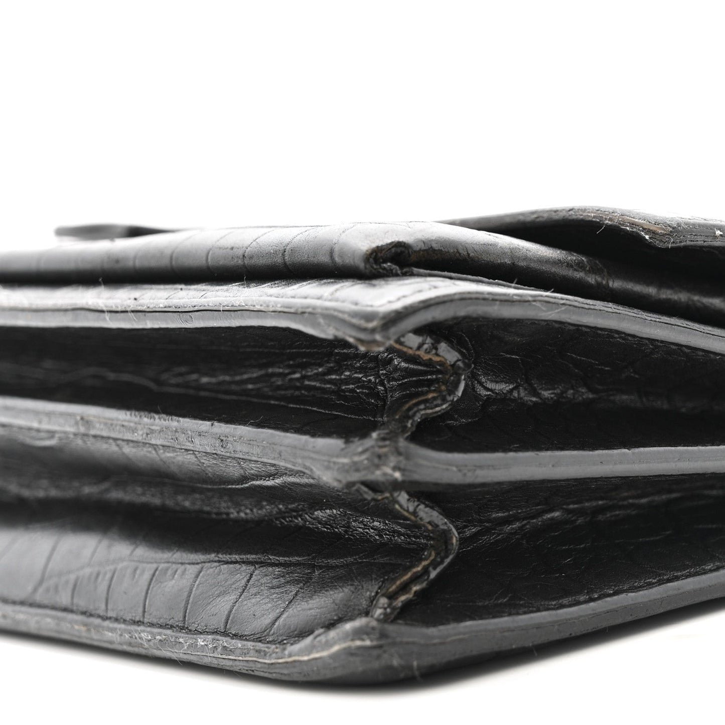 Calfskin Crocodile Embossed Medium Monogram Sunset Black