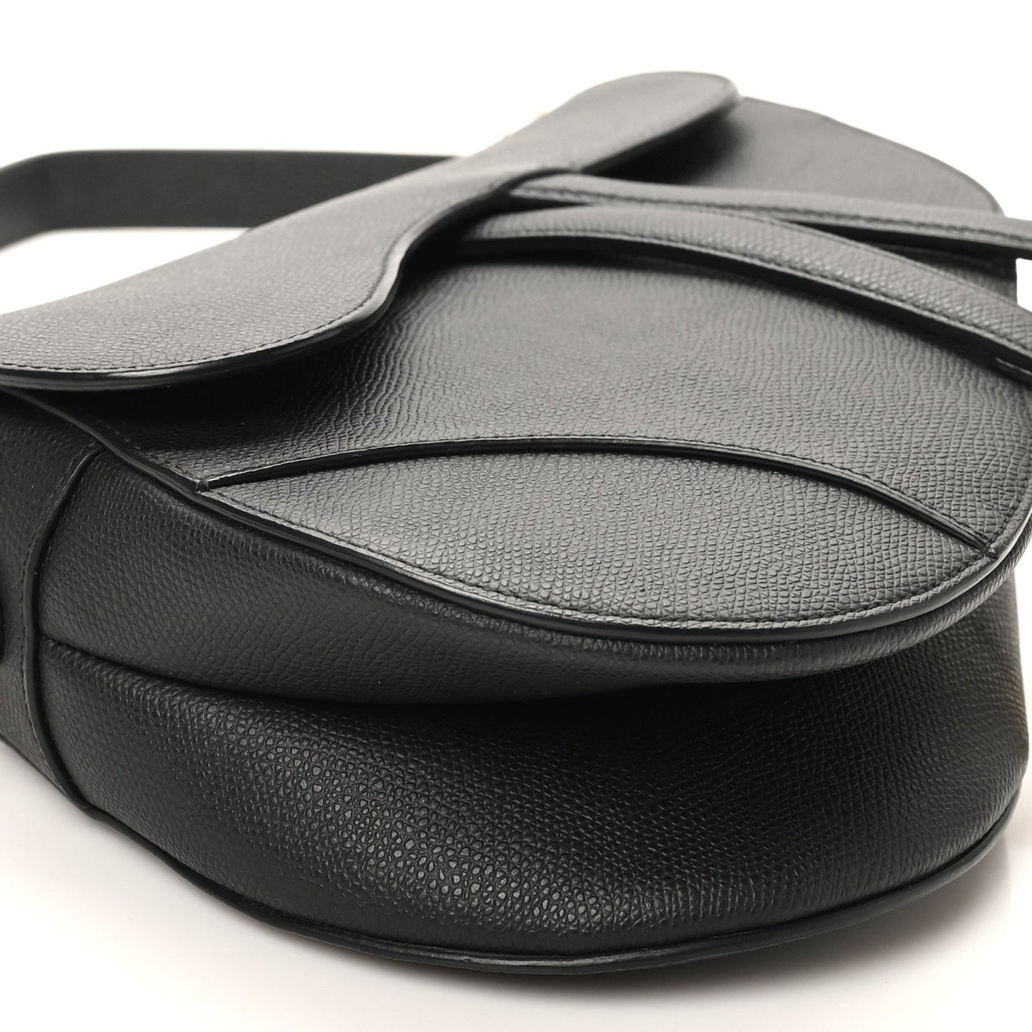 Grained Calfskin Saddle Bag Black