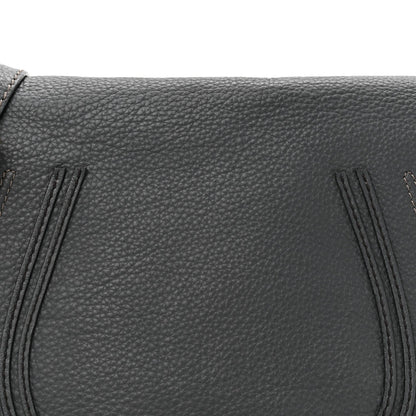 Grained Calfskin Medium Marcie Saddle Bag Iron Grey