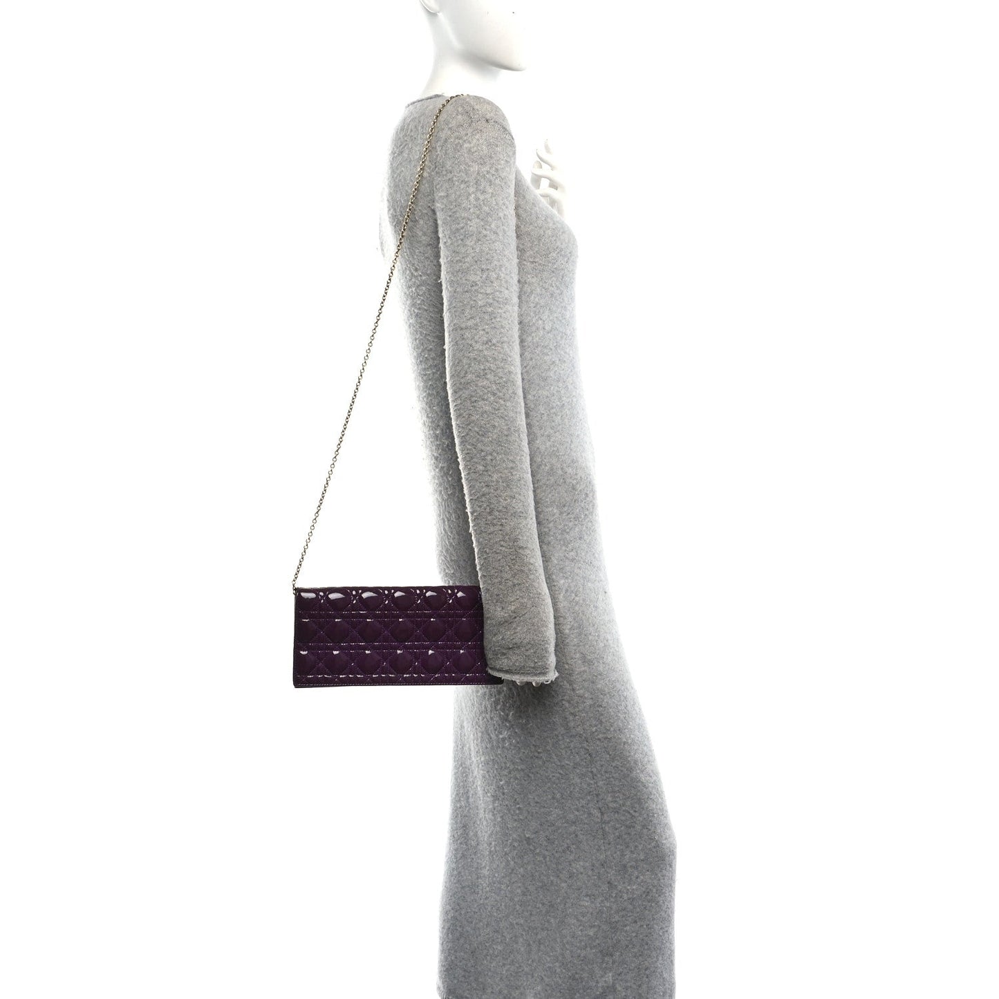 Patent Cannage Lady Dior Convertible Clutch Purple