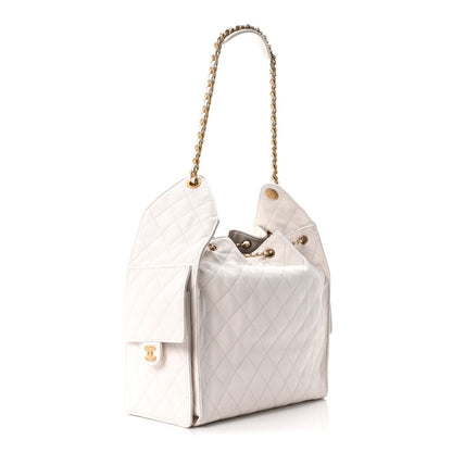 Caviar Quilted Medium Chanel 25 Handbag White