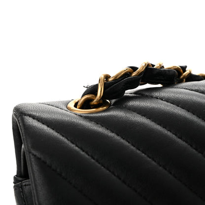 Lambskin Chevron Quilted Maxi Double Flap Black