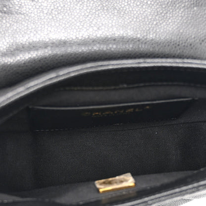 Caviar Quilted Mini Messenger Flap Black